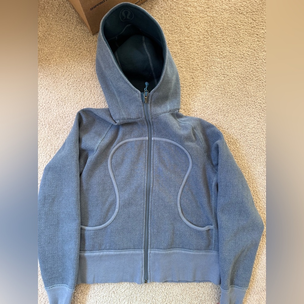 Lululemon Scuba Full-Zip Hoodie grey blue herringbone